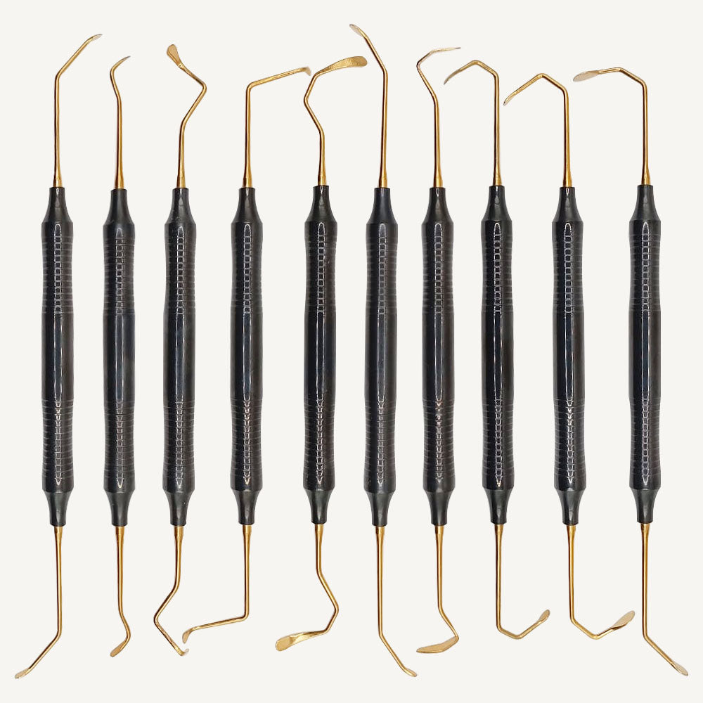 Kit of 10 Sinus Lift Instruments with Gold Titanium Nitride Coated Tips