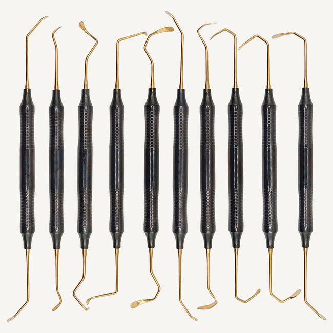Kit of 10 Sinus Lift Instruments with Gold Titanium Nitride Coated Tips
