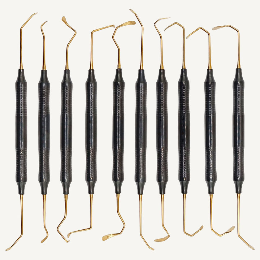 Kit of 10 Sinus Lift Instruments with Gold Titanium Nitride Coated Tips