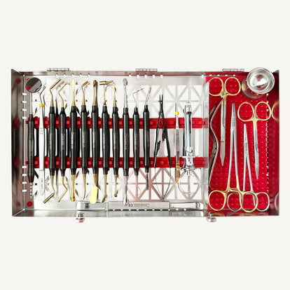 Implant Surgical Instrument Set (22-Pcs) in Autoclavable Sterilization Cassette